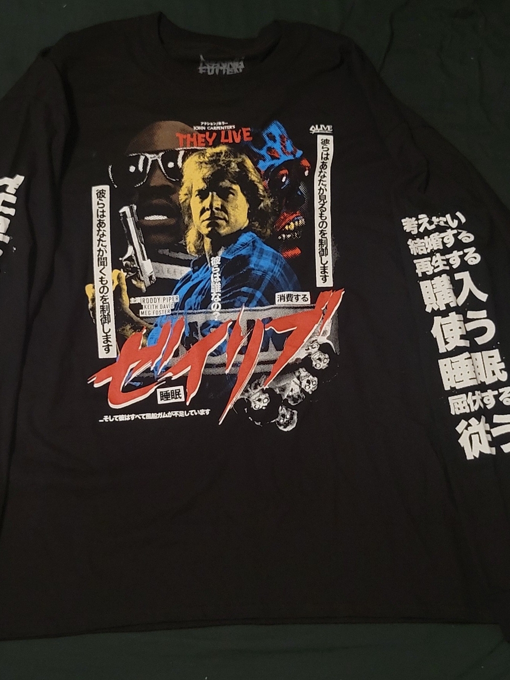 Men's Black 'They Live' RUCKING FOTTEN Graphic Long-Sleeve Shirt